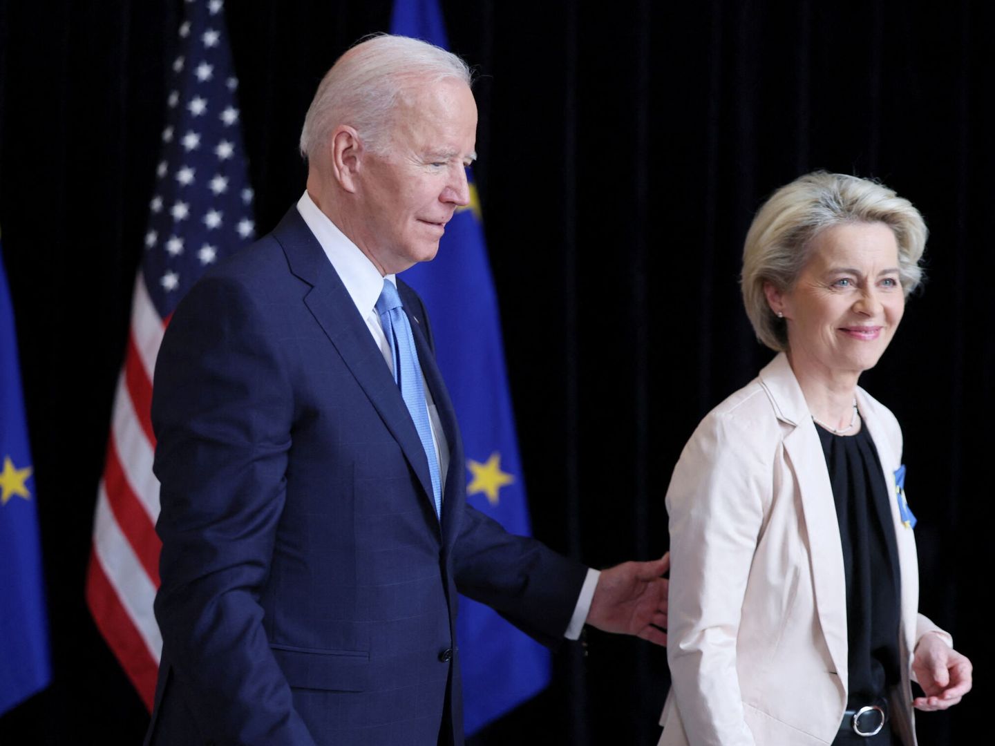 Von der Leyen junto al presidente de EEUU, Joe Biden. (Reuters)