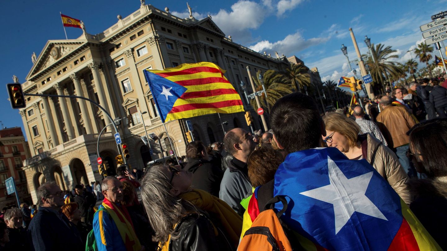 Imagen de la manifestación convocada por la Asamblea Nacional Catalana (ANC) en Barcelona en el mes de marzo. (EFE) 