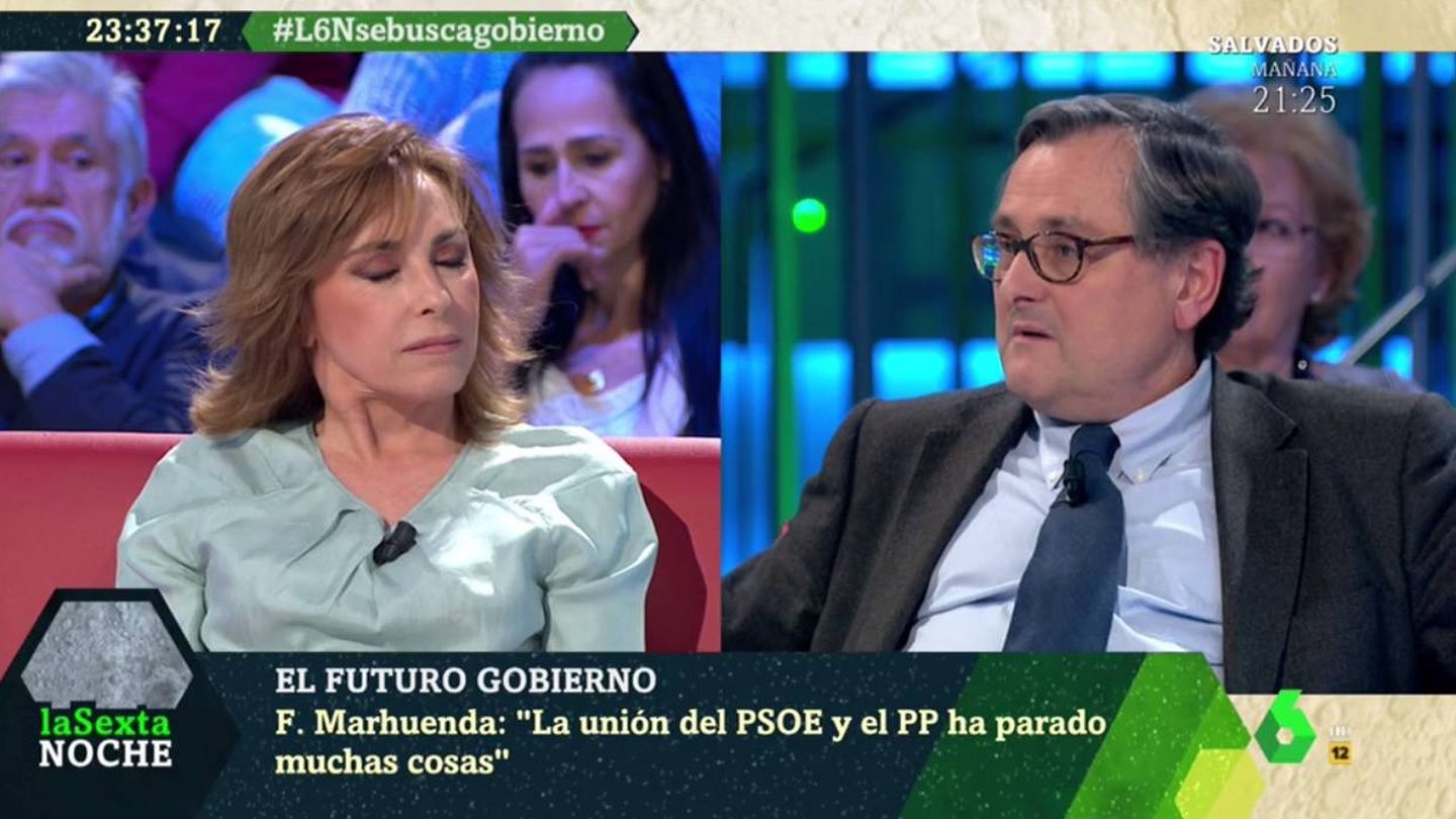 Angélica Rubio y Marhuenda discutiendo en 'La Sexta noche'. (Atresmedia).