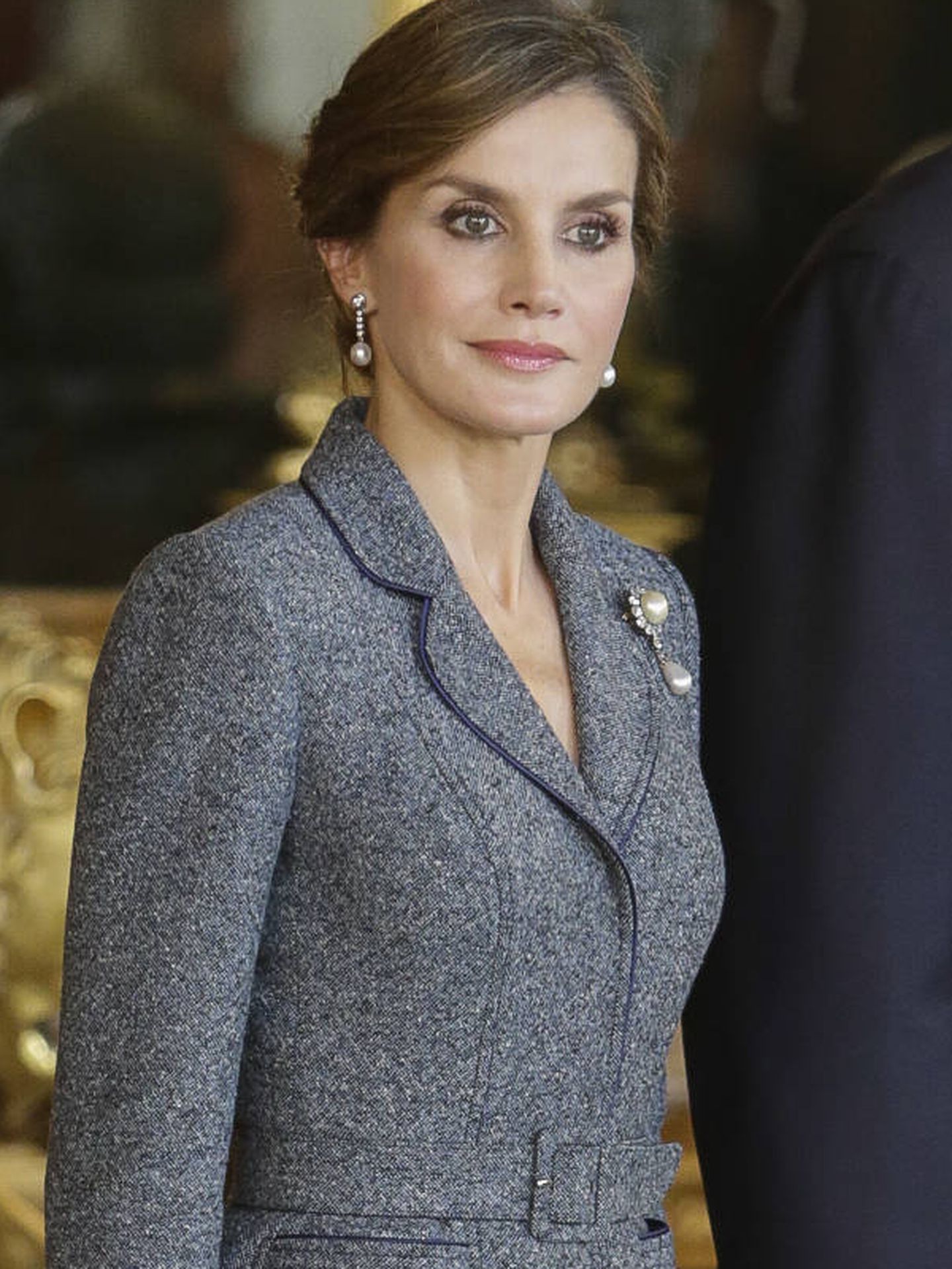 La reina Letizia en la recepción en palacio. (Gtres)