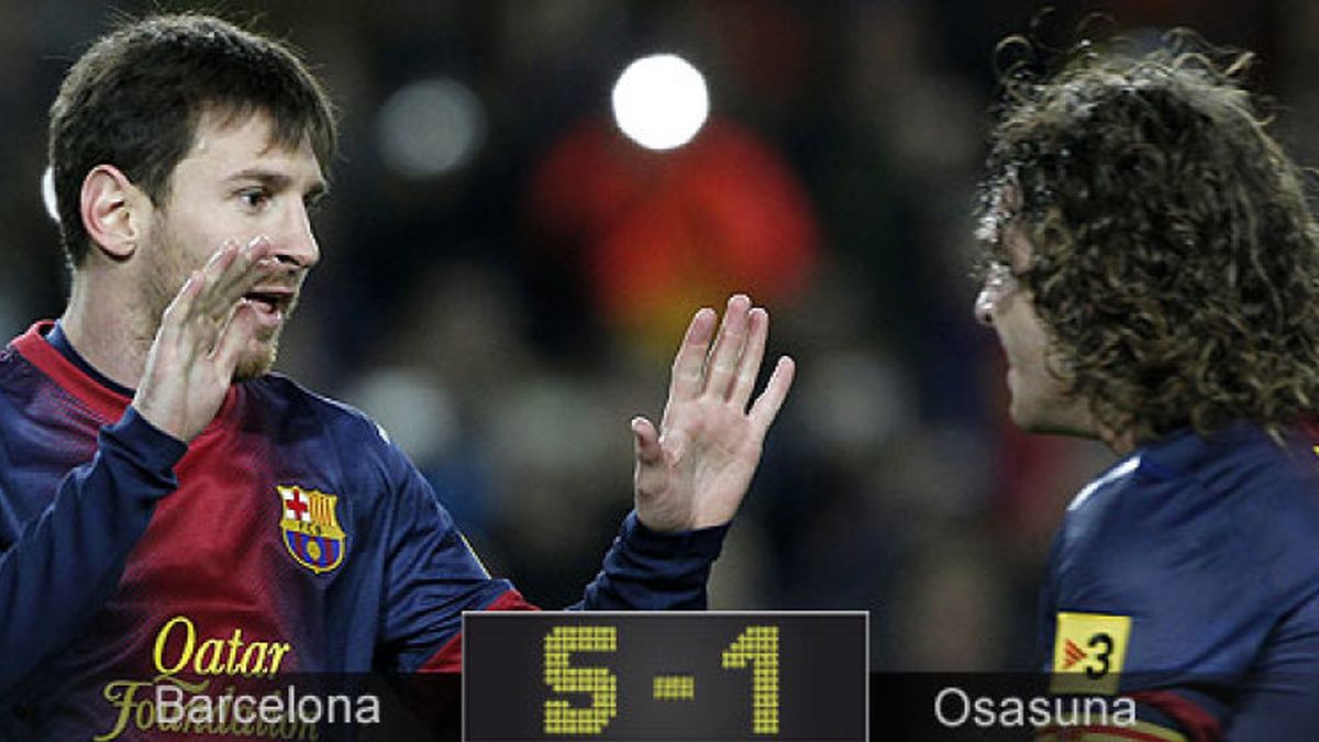 Un 'póker' de Messi para aplastar a Osasuna camino del Bernabéu