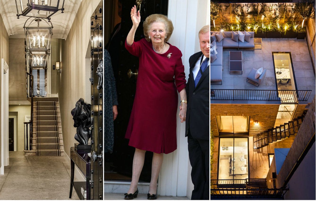 Imágenes de la casa remodelada. En el centro, Márgaret Thatcher saludando desde la puerta (Gtres)