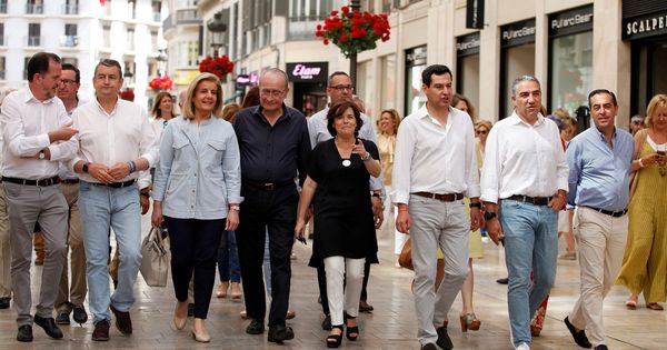 Foto: Soraya Sáenz de Santamaría acompañada del PP andaluz en Málaga. (EFE)