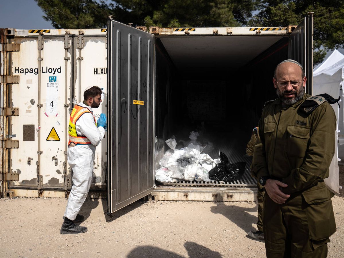 Foto: El campamento que se ha convertido en una morgue israelí. (F. T.)