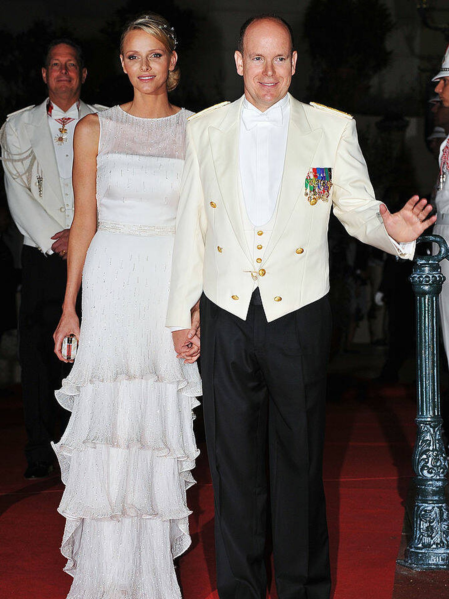 El vestido nocturno escogido por Charlène de Mónaco para su boda. (Getty Images)