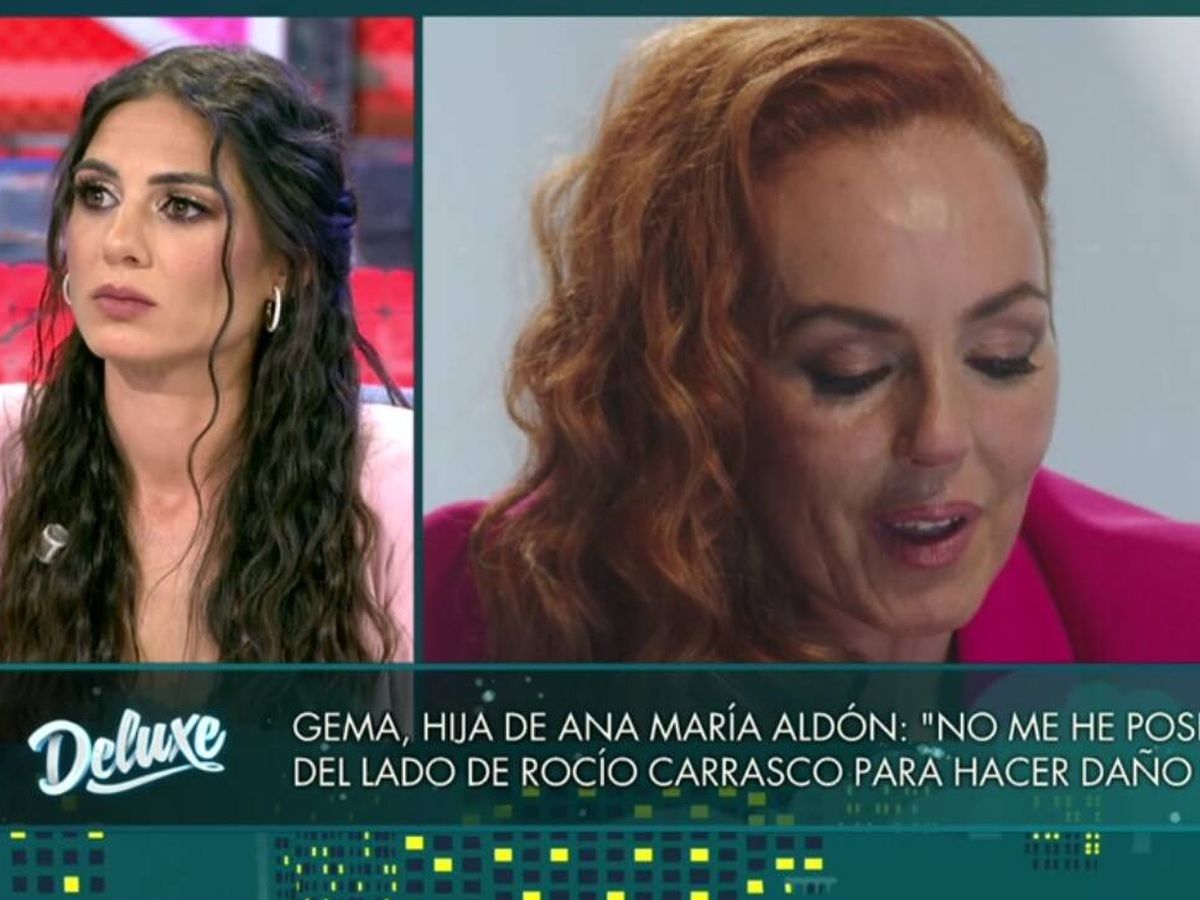 Foto: Gema Aldón hablando sobre Carrasco. (Telecinco).