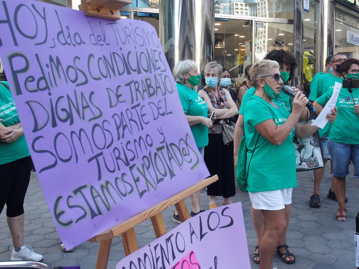 Foto: Imagen de archivo de una protesta de camareras de piso. (EFE/Morell)