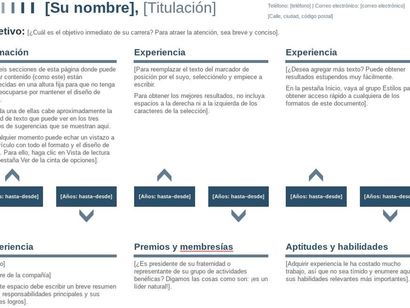 Ejemplo de currículum que propone Microsoft. (Imagen: José Manuel Blanco)