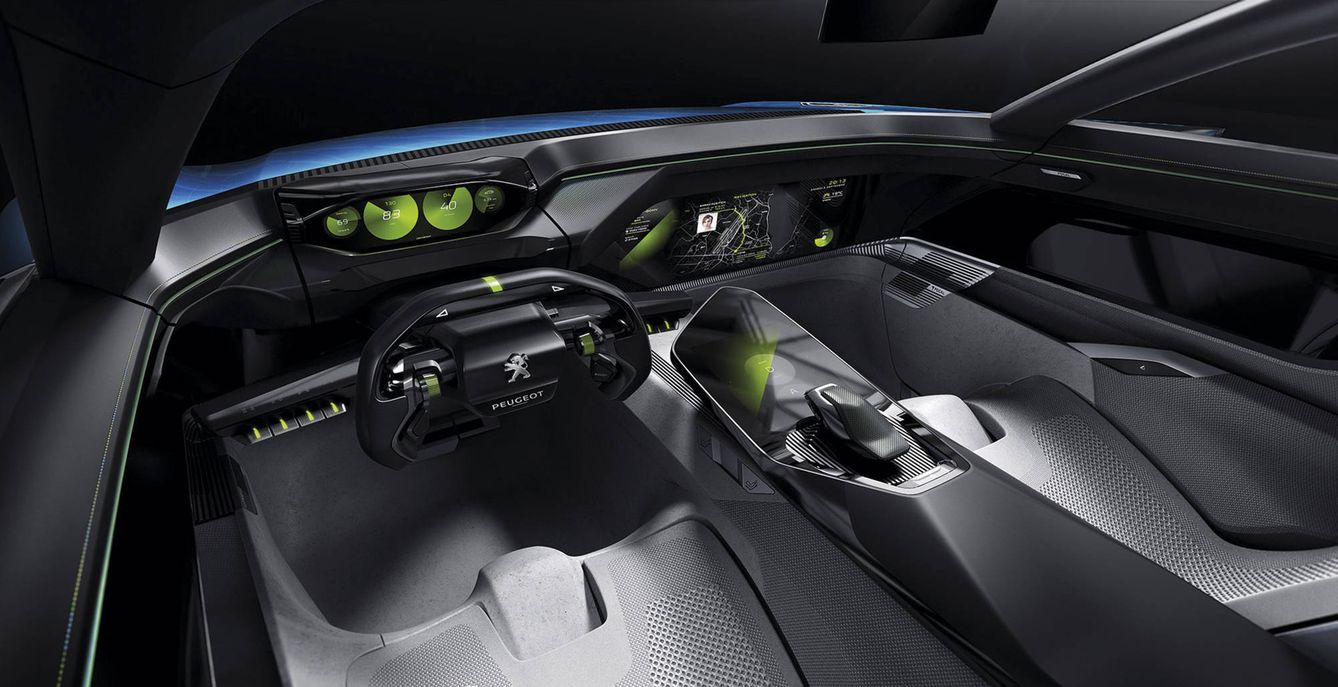 Interior del el Peugeot Instict Concept, un referente en conectividad. 