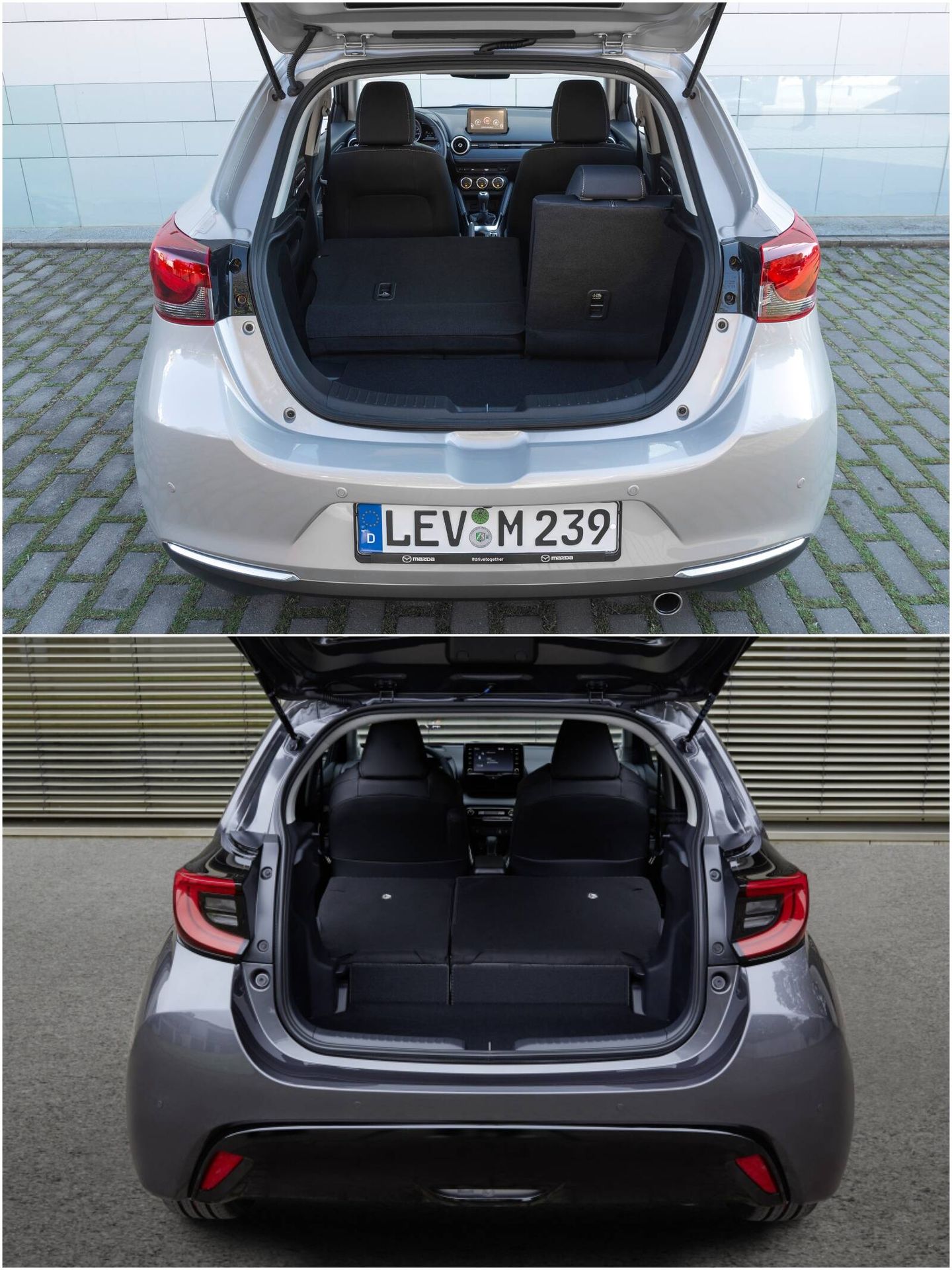 El maletero del Mazda2 es de 255 litros, mientras que el del Mazda2 Hybrid es de 286.
