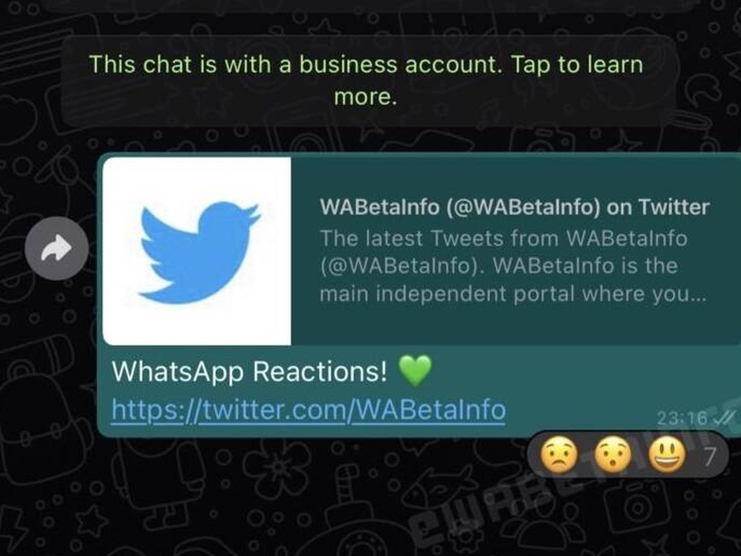 Así serían las reacciones de WhatsApp. (WABetaInfo)