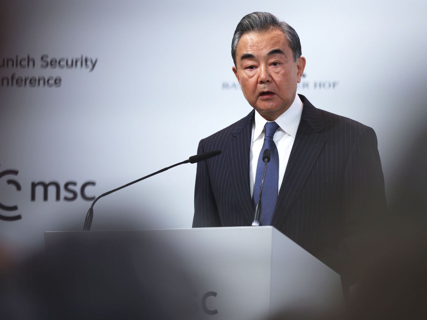 Wang Yi durante su discurso en la Conferencia de Seguridad de Múnich. (EFE)