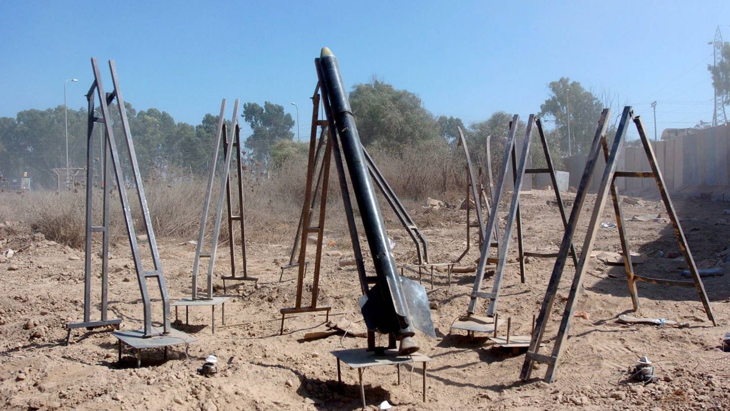 Lanzadores de cohetes Qassam (probablemente Qassam 2) en Gaza. (IDF)