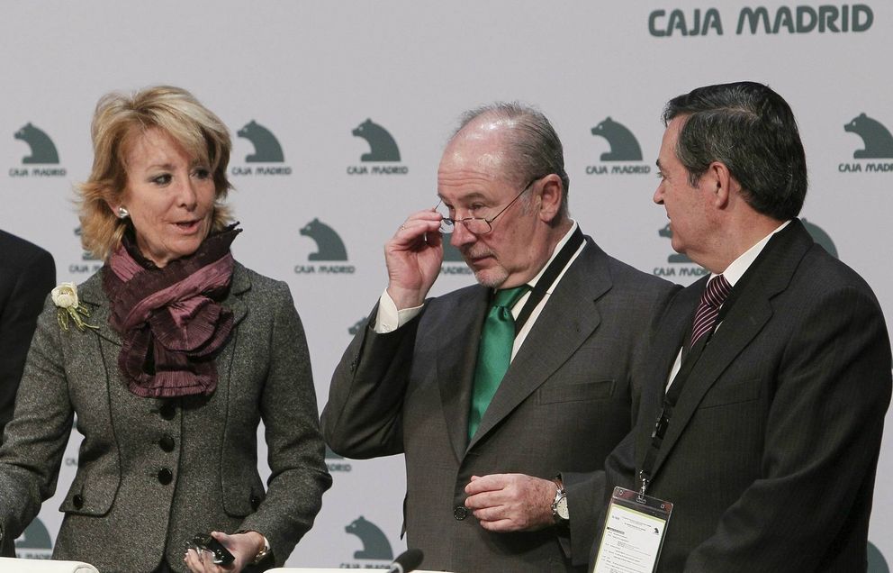 Esperanza Aguirre, Rodrigo Rato y Juan Iranzo, en 2010. (Efe)