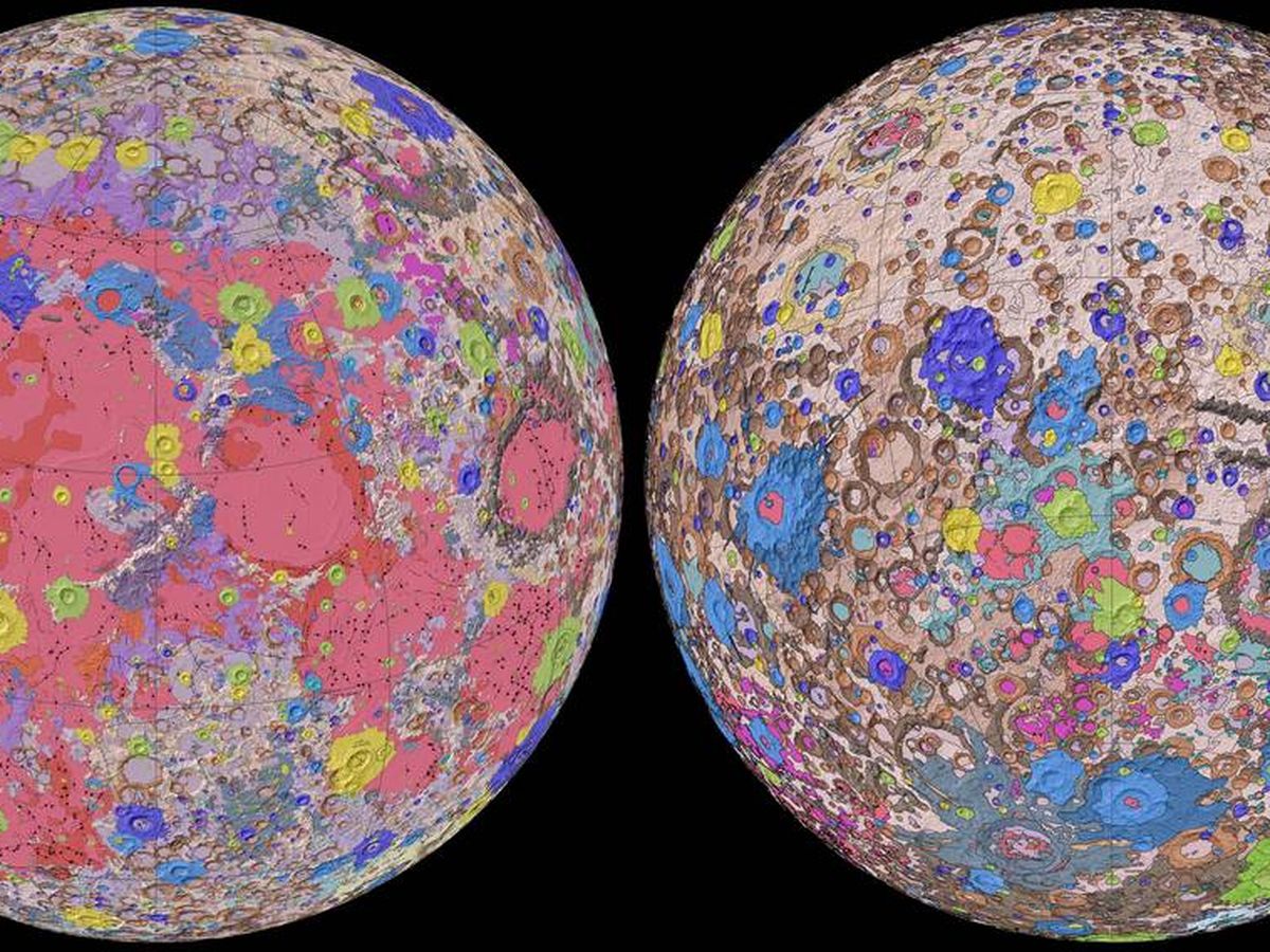 Foto: Mapa geológico de la Luna. Foto: USGS