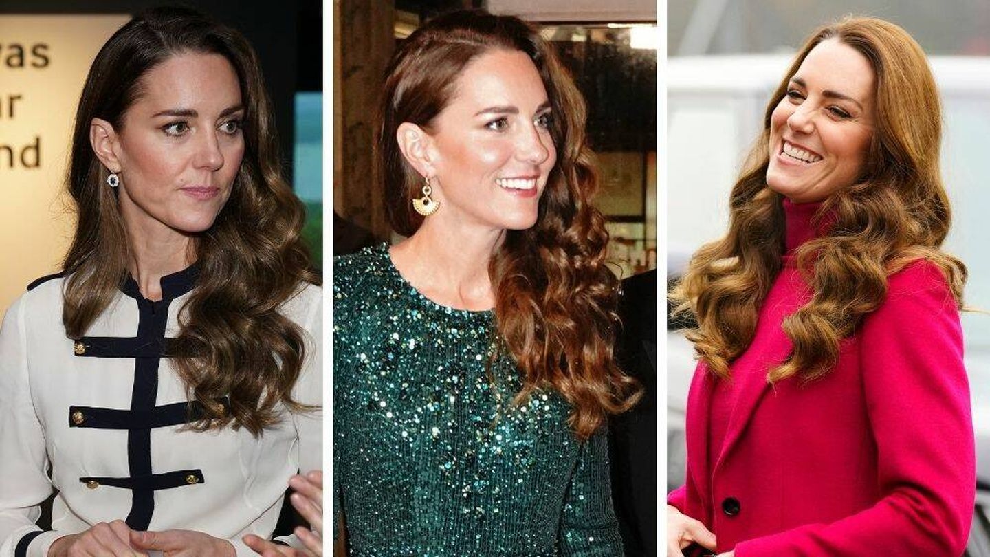 Las antiguas ondas de Kate Middleton frente a los nuevos bucles mucho más marcados. (Getty)