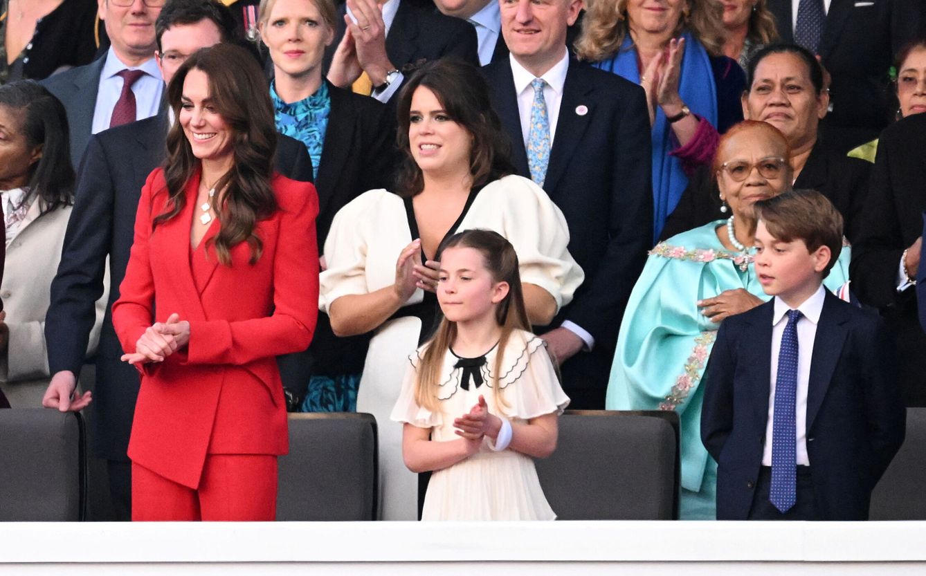 Kate Middleton y sus hijos en el concierto de coronación de Carlos III. (Reuters)