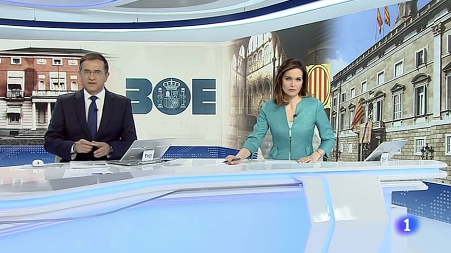 Pedro Carreño y Raquel Martínez, en el 'Telediario Fin de Semana'. 