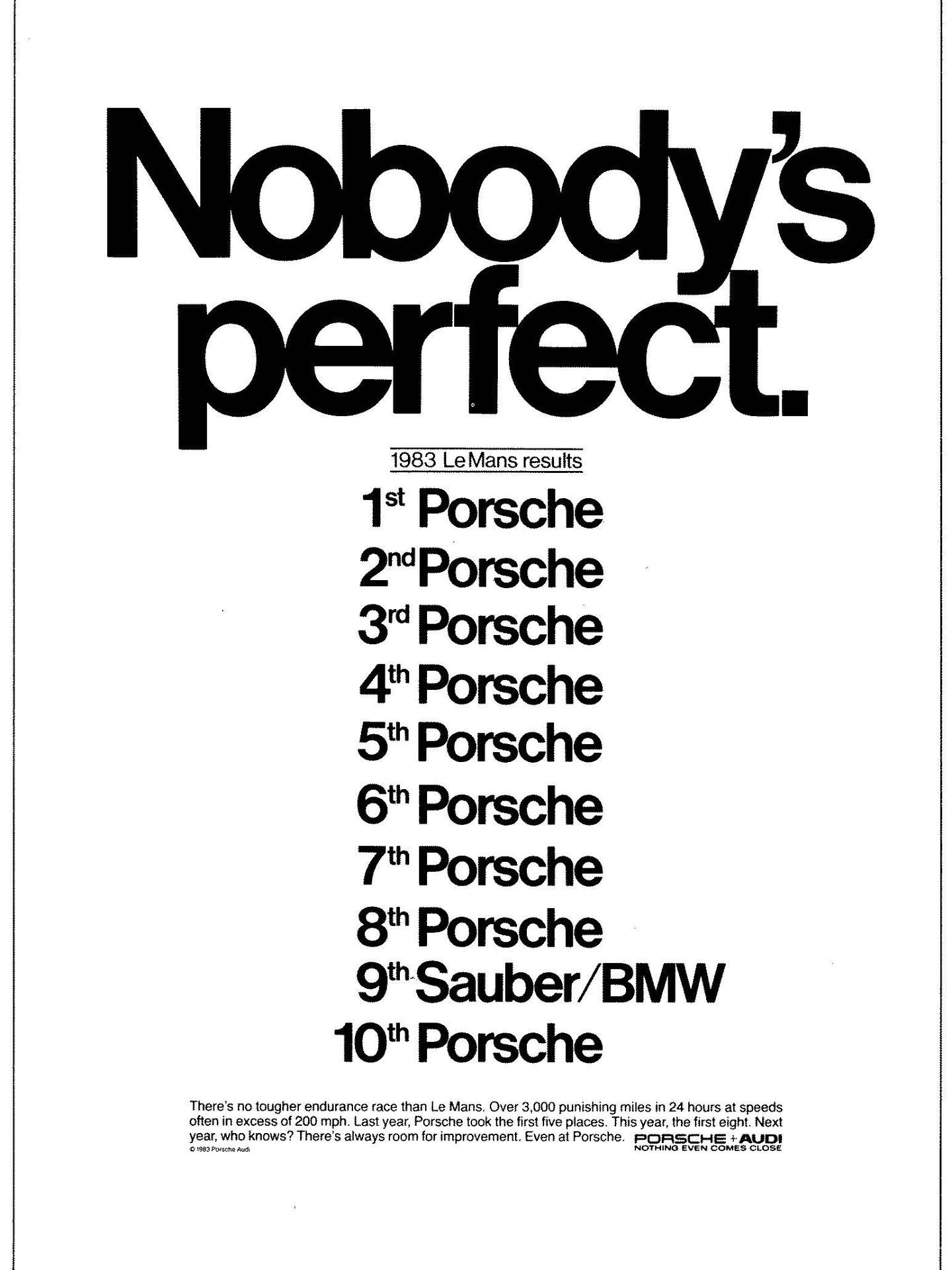 Publicidad 24 horas de Le Mans de Porsche en 1983. (Porsche)