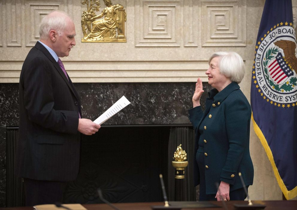 Foto: Janet Yellen, en el acto en el que juró su cargo como presidenta de la Reserva Federal 
