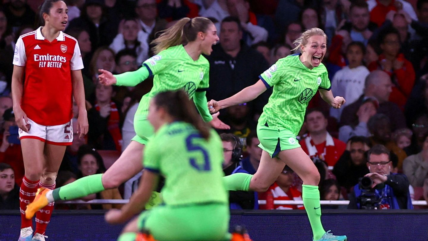 Pauline Bremer celebra su gol frente al Arsenal. (Reuters/Matthew Childs).