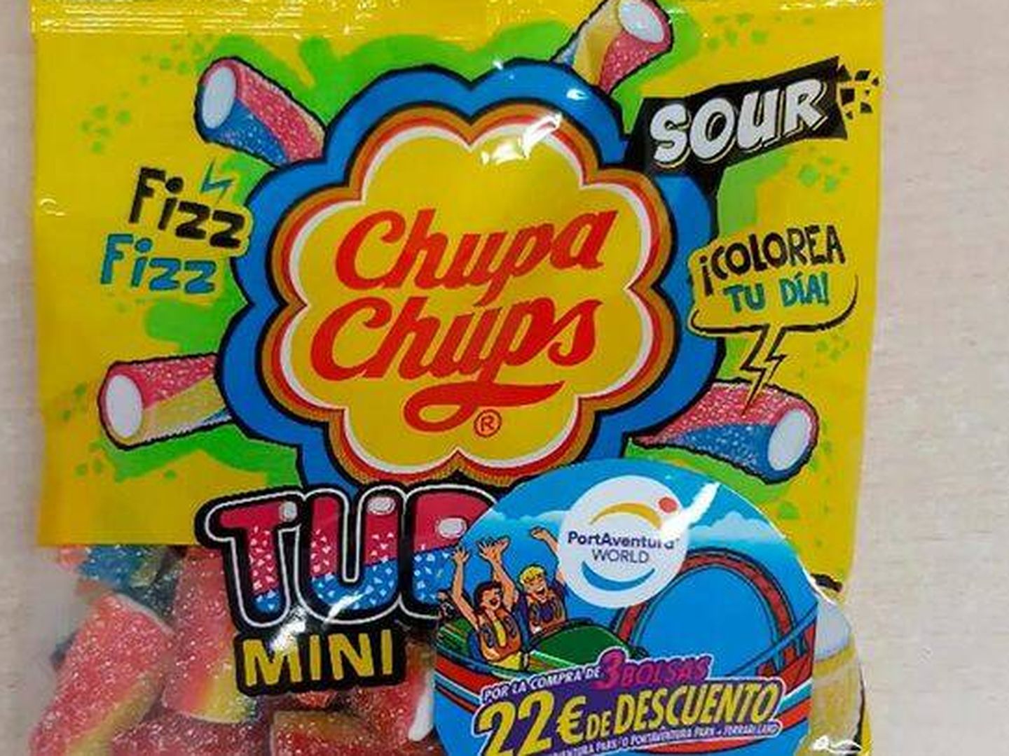 Sour Mini Tubes' de la marca española Chupa Chups (AESAN)