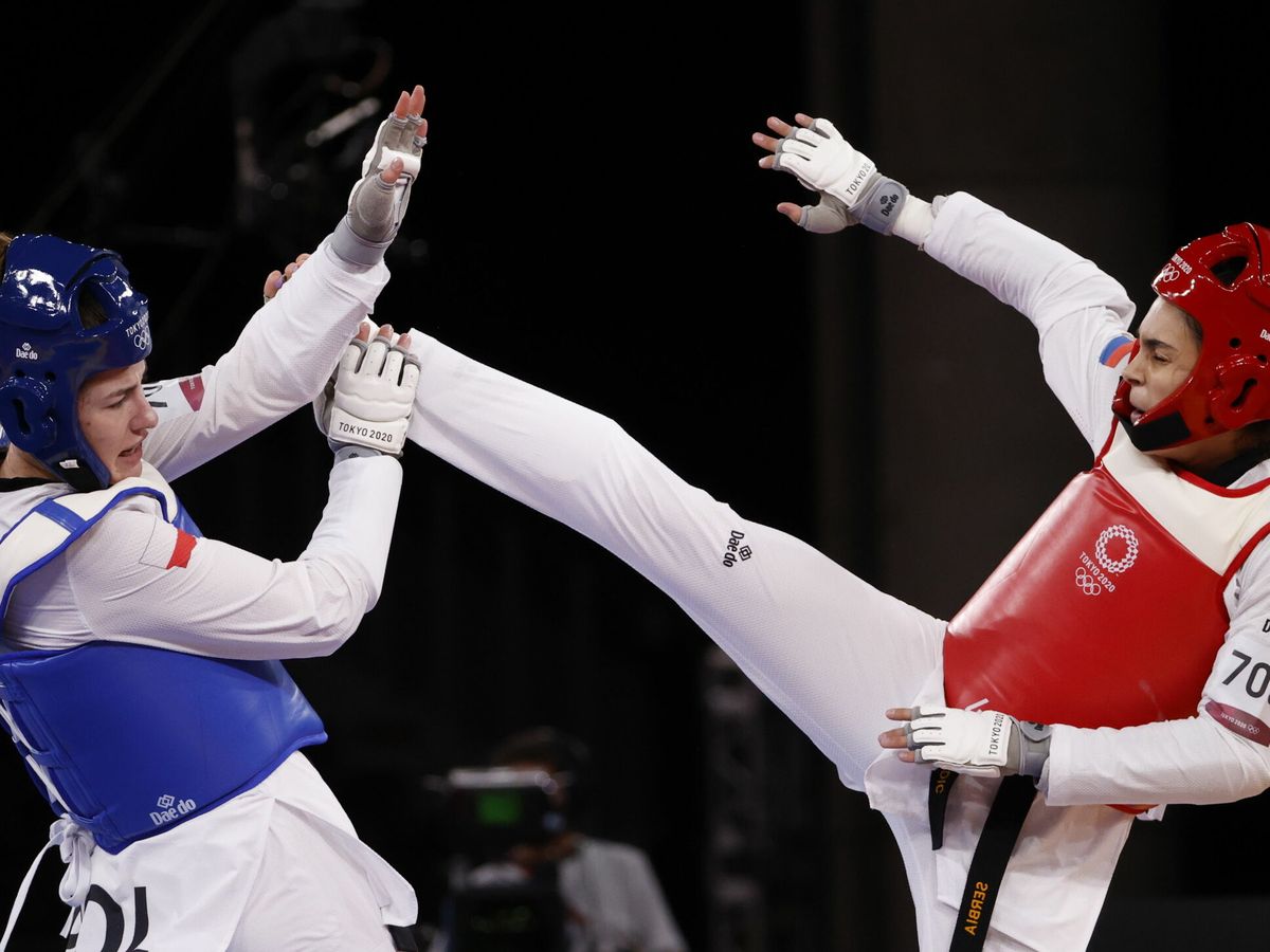 Foto: Combate de cuartos de taekwondo femenino -67 Kg en los Juegos de Tokio. (EFE)