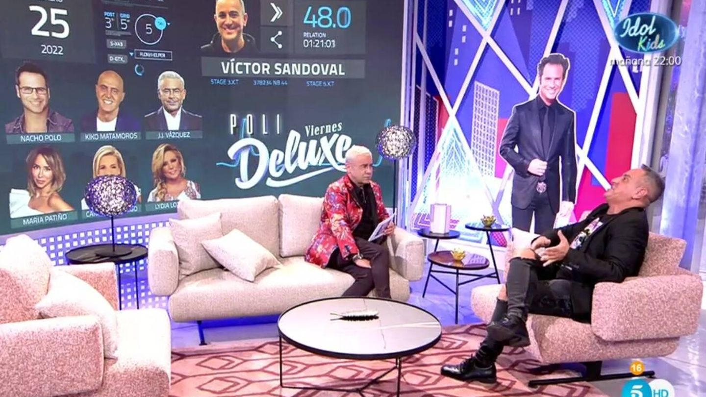 Sandoval charlando con Jorge Javier. (Telecinco).