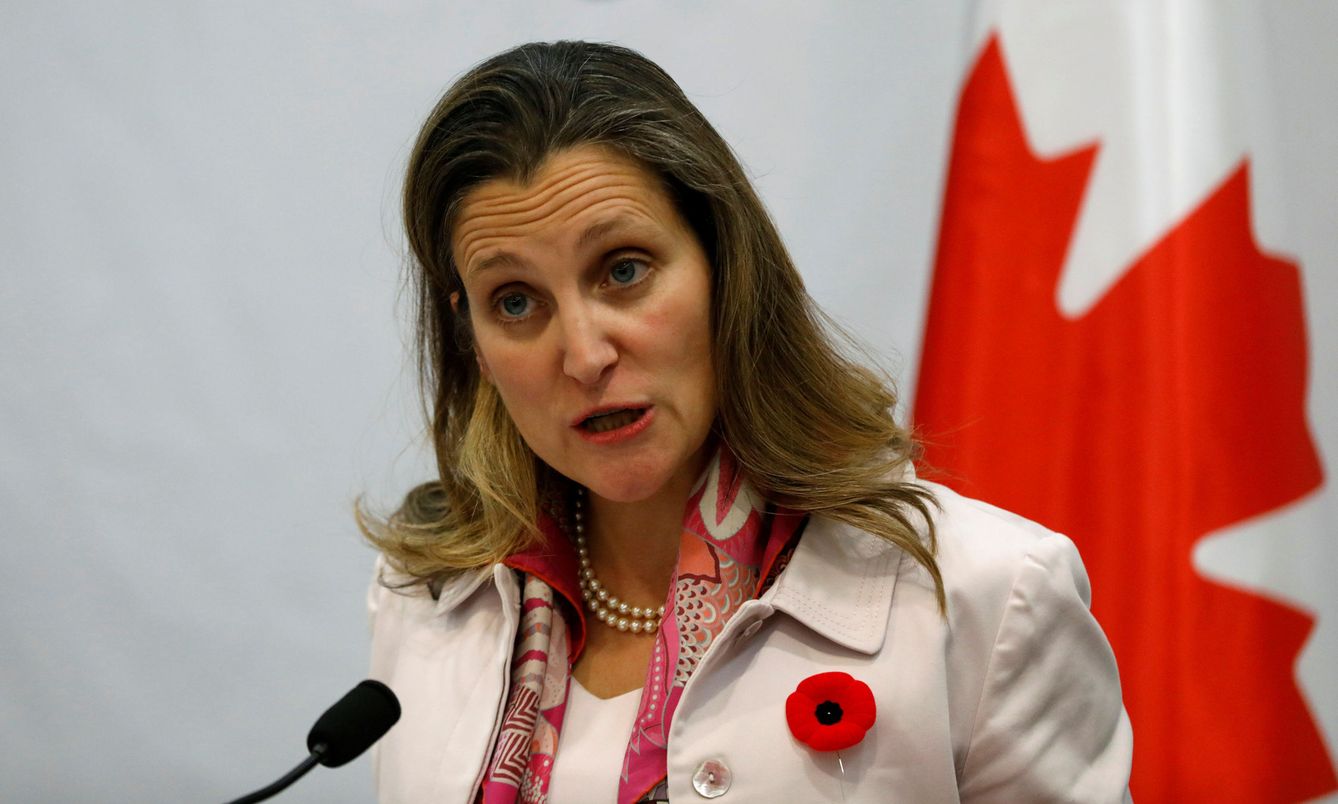 La ministra de Exteriores canadiense Chrystia Freeland. (Reuters)