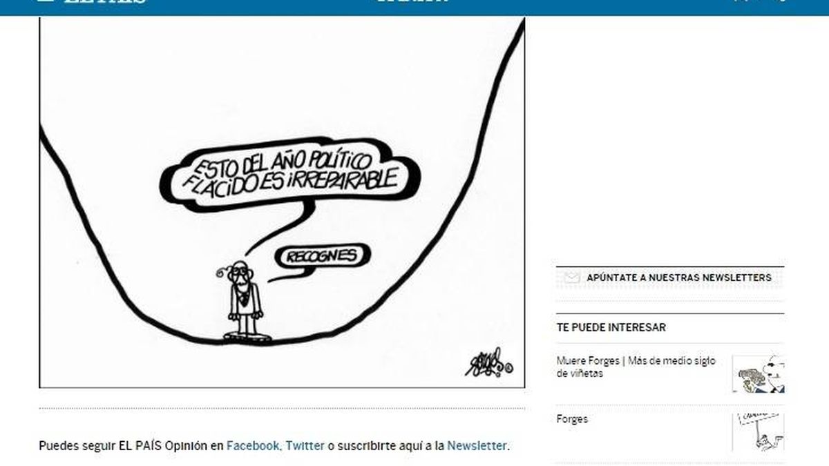 Crítico y reivindicativo: la última viñeta publicada por 'Forges' en 'El País'