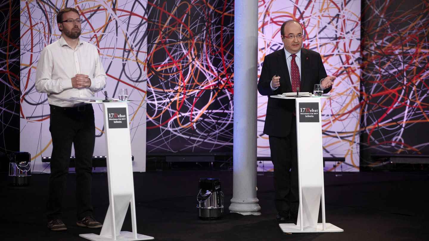 Vidal Aragonés (CUP) y Miquel Iceta (PSC) durante el debate. (LaSexta)