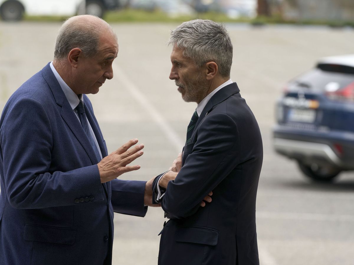 Foto: El director general de la Policía, Francisco Pardo, conversa con el ministro del Interior, Fernando Grande-Marlaska. EFE