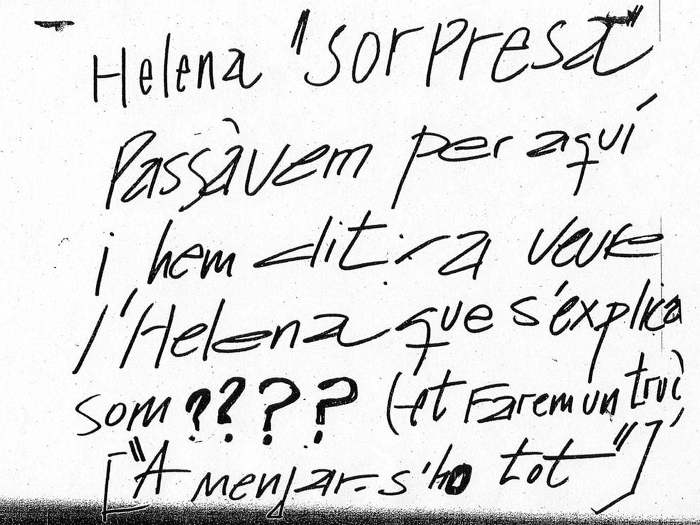 La primera nota anónima que recibió Helena Jubany el 17 de septiembre de 2001