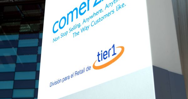 Foto: Logo de Comerzzia en la sede de Tier1 en Sevilla. (Foto: Tier1)