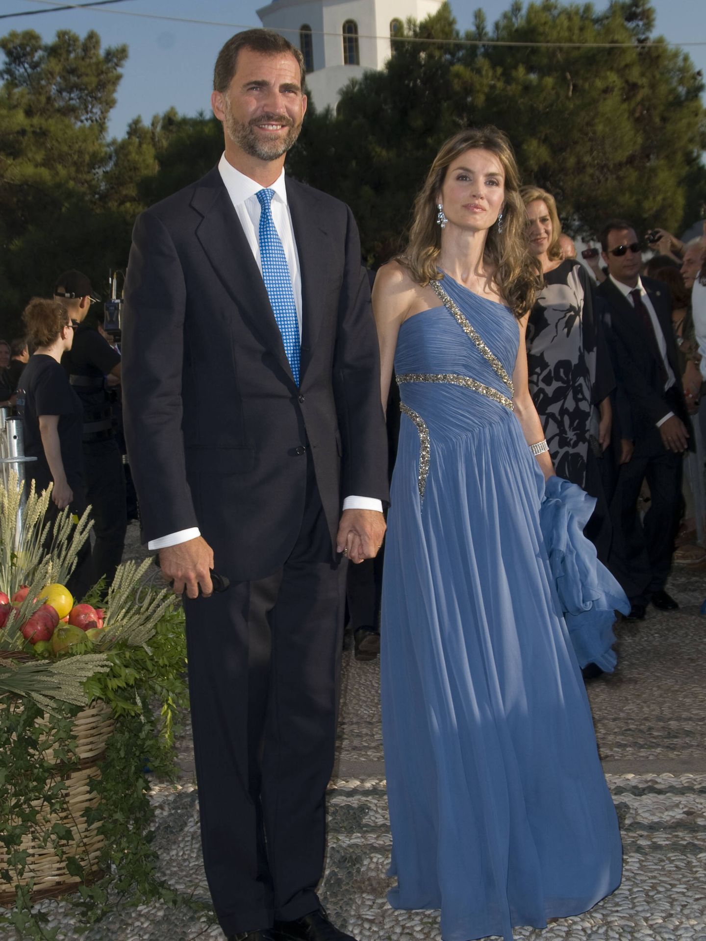 Felipe y Letizia, en la boda de Nicolás de Grecia. (Gtres)