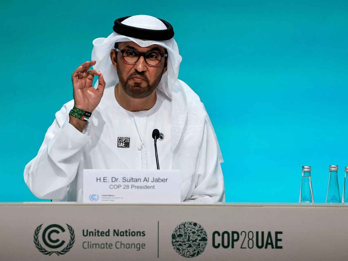 Foto: El presidente de la cumbre de Dubái, el sultan Al Jaber (REUTERS/T. Al-Sudani)