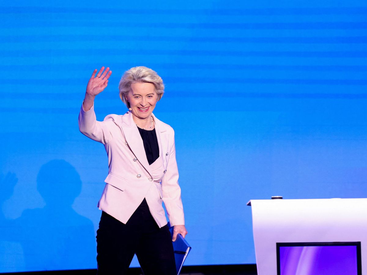 Foto: La presidenta de la Comisión Europea, Ursula von der Leyen en el debate. (Reuters/Johanna Geron)