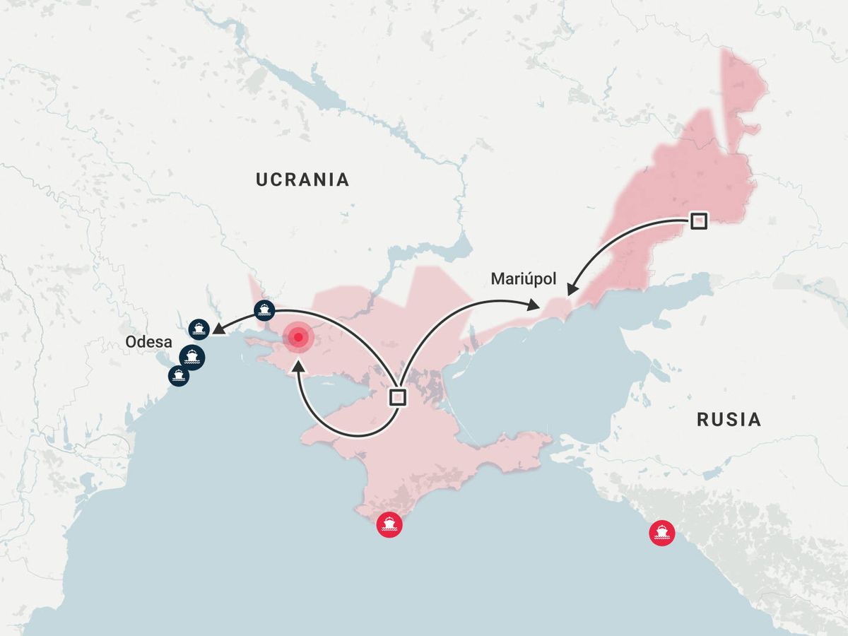 Foto: Mapa del avance ruso en el sur (Laura Martín)