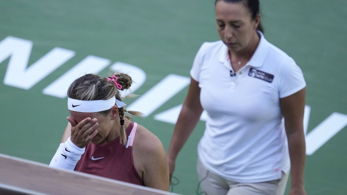 "Lo siento mucho": el momento en el que Vika Azarenka, la tenista sin bandera, rompe a llorar