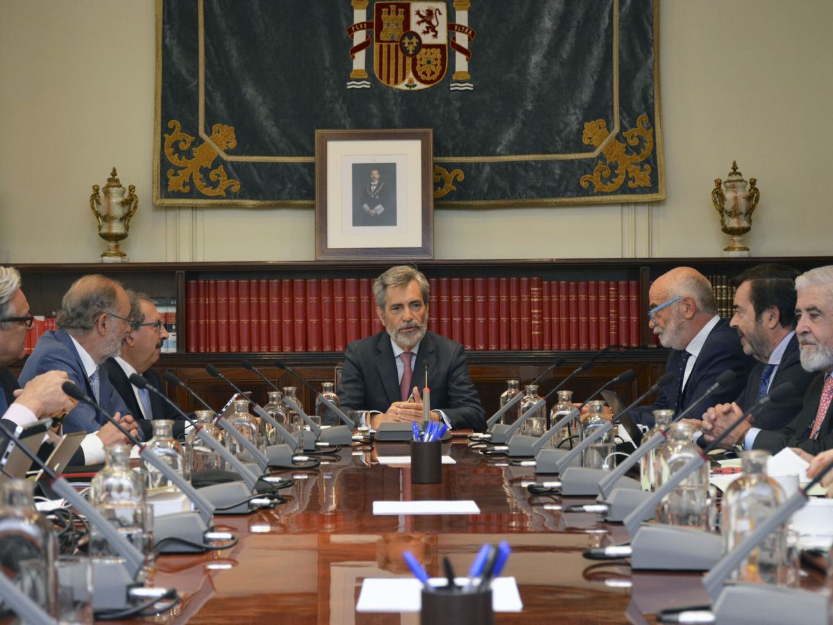 Foto: El presidente del Consejo General del Poder Judicial (CGPJ) , Carlos Lesmes (c), preside un pleno extraordinario. (EFE)