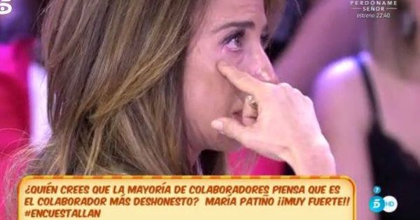 Foto: María Patiño llora al ser elegida la más deshonesta de 'Sálvame'.