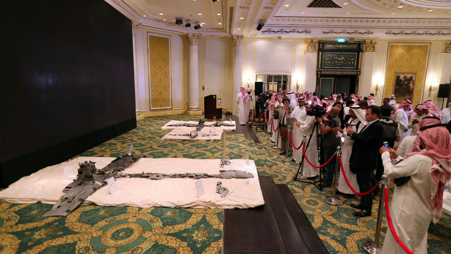 Drones hutíes recuperados por los saudíes. (Foto: Reuters)