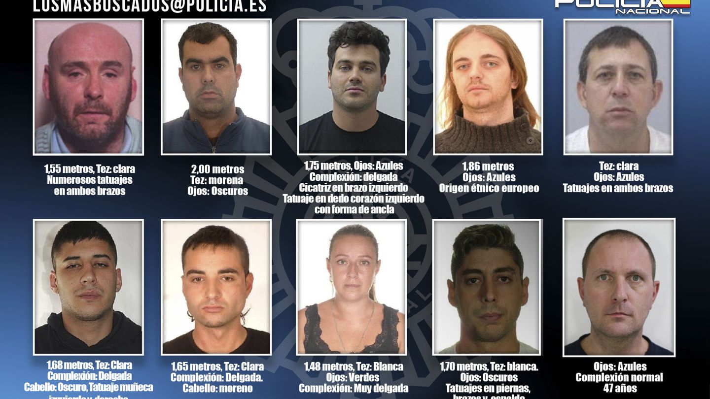 La Policía Nacional pide colaboración ciudadana para localizar a los diez fugitivos más buscados. (EFE/Policía Nacional)