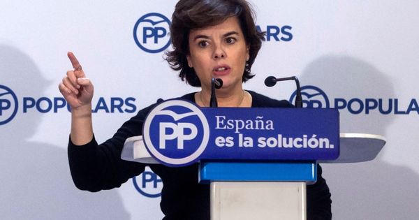 Foto:  Soraya Sáenz de Santamaría en un acto de campaña del PPC. (EFE)