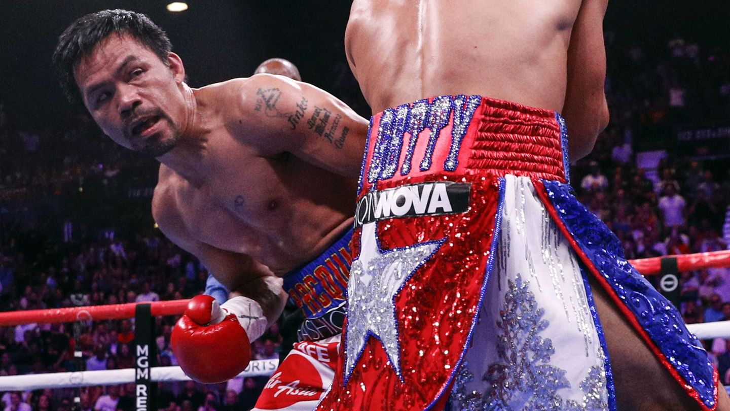 Combate entre Keith Thurman y Pacquiao, en el Grand Garden Arena de Las Vegas, en julio de 2019. (Reuters)