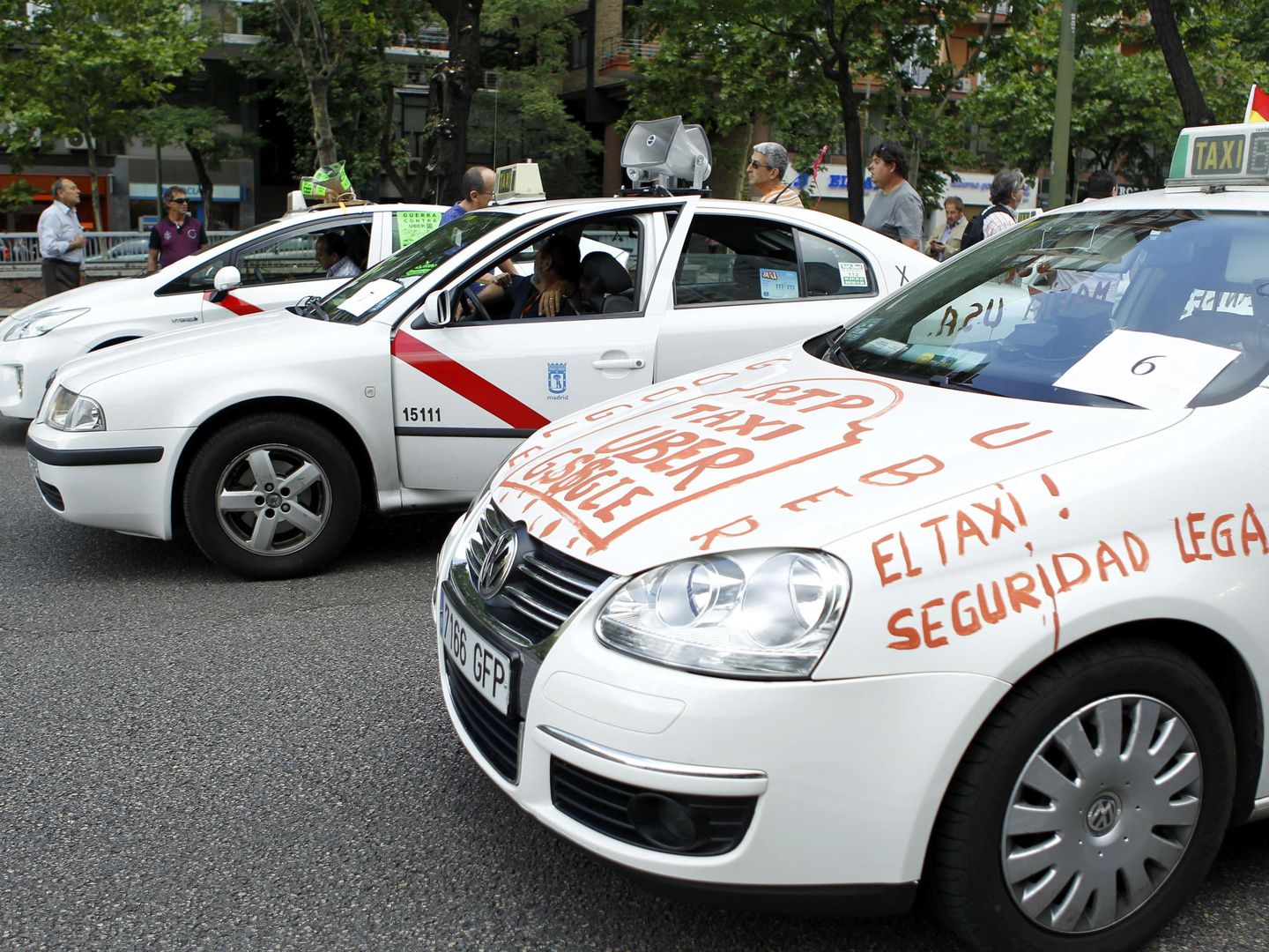 Manifestaciones de taxis en Madrid en 2014 | Foto: EFE
