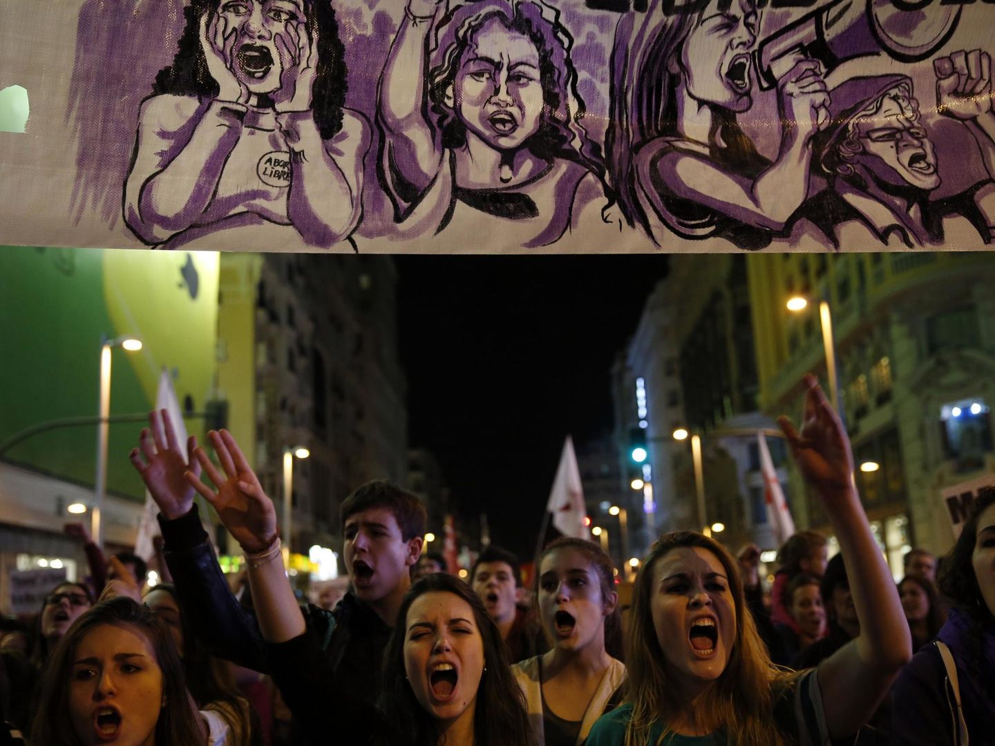 Mujeres, durante la manifestación feminista el pasado 8 de marzo. (Reuters)