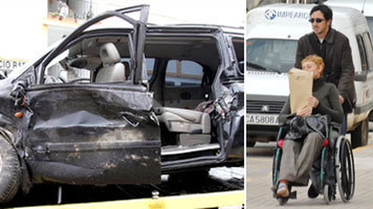 El coche en el que viajaban Esther Arroyo y Ana Torroja tras el accidente en octubre de 2008 (I.C.)