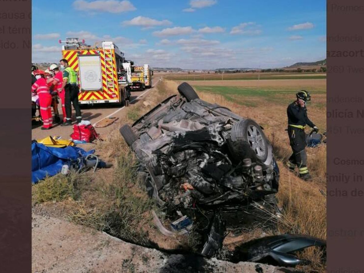 Foto: Imagen del accidente en Villanueva de los Infantes. Foto: 112 Castilla y León