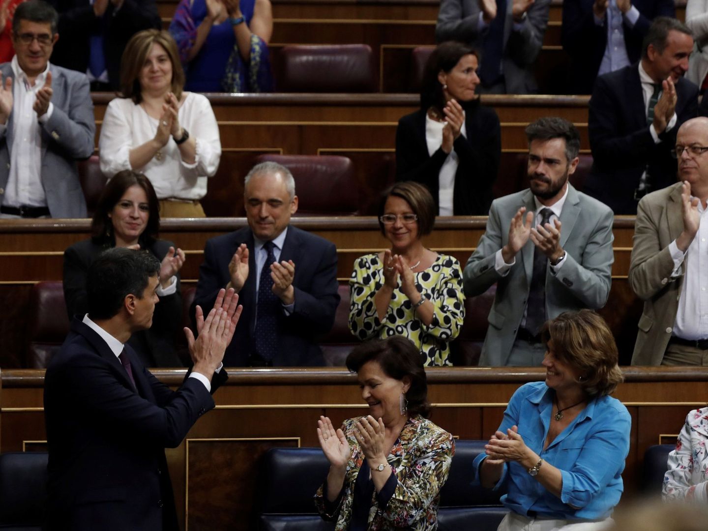 El presidente del Gobierno, Pedro Sánchez, tras su intervención en un pleno extraordinario. (EFE)